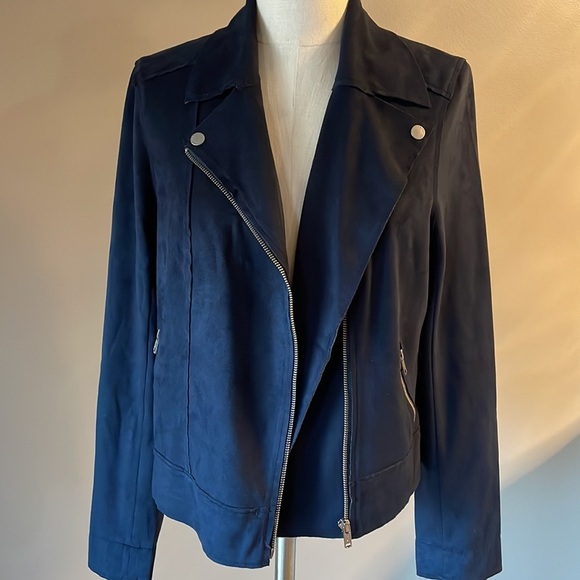 Level 99 Tabitha vegan faux suede moto jacket SUPER SOFT zipped slight side Med - Picture 3 of 16